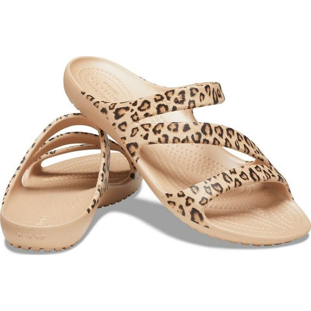 NEW. CROCS KADEE II LEOPARD SLIDES